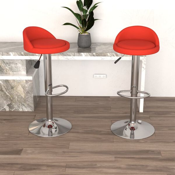 vidaXL Baro taburetės, 2vnt., raudonos, dirbtinė oda
