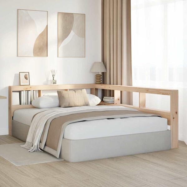 vidaXL knygų spinta L formos 150 cm pu&scaron;ies medienos masyvas