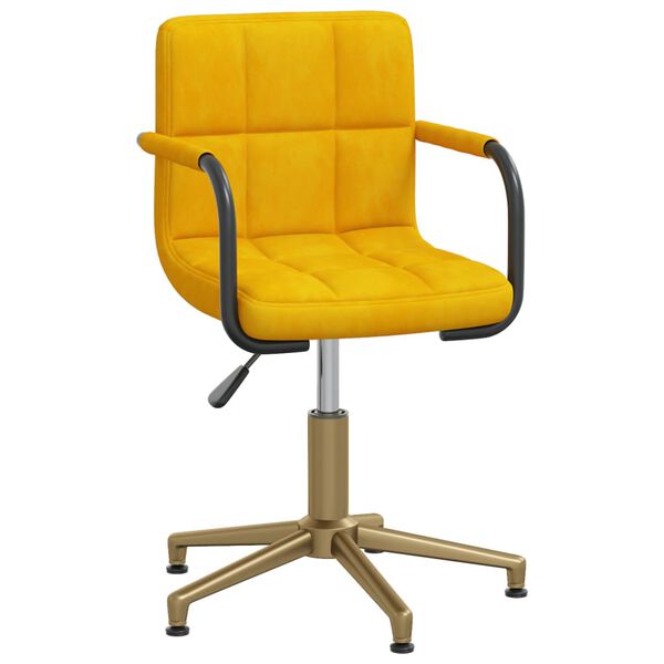 vidaXL Pasukamos valgomojo kėdės, 4vnt., garstyčių geltonos, aksomas