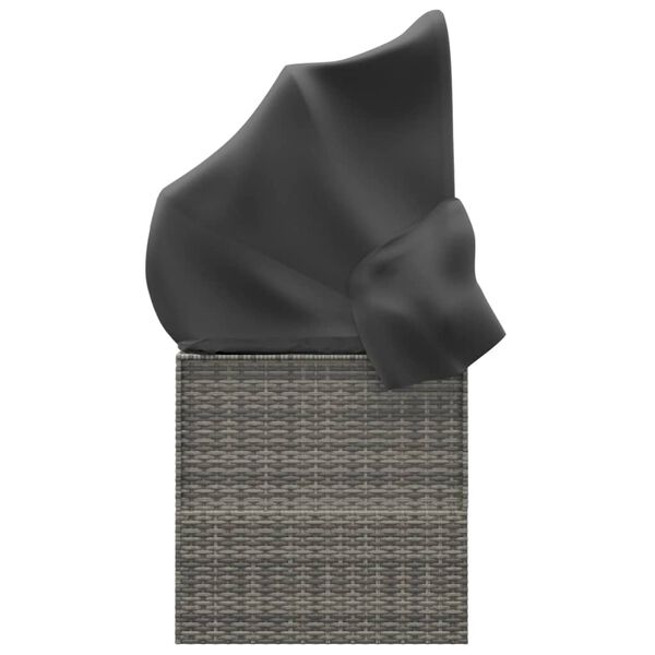 vidaXL Lauko poilsio gultas su stogu/pagalvėlėmis, pilkas, poliratanas