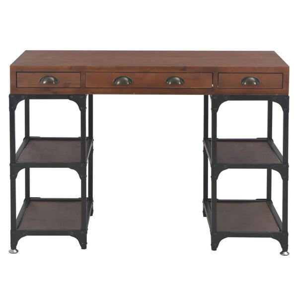 vidaXL Ra&scaron;omasis stalas su 3 stalčiais, 110x50x78, eglės med. masyvas