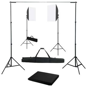 vidaXL Fotostudijos komplektas su &scaron;viesdėžėmis ir fonu