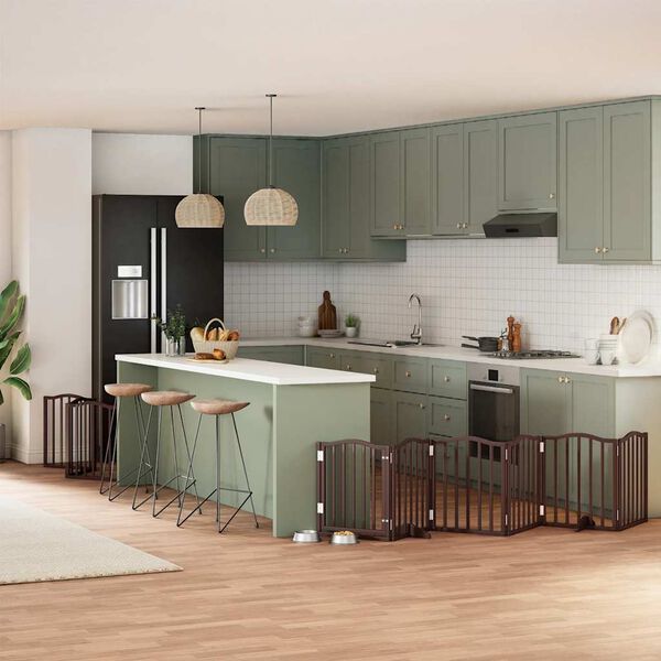 vidaXL Varteliai &scaron;unims su durimis, 9 segmentai, rudi, 450cm, tuopa