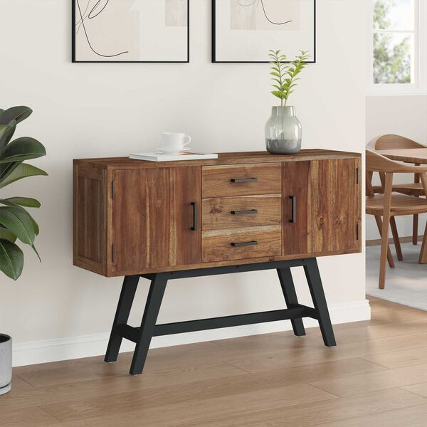 vidaXL Televizoriaus stovas su stalčių Natūrali 110 x 30 x 75 cm