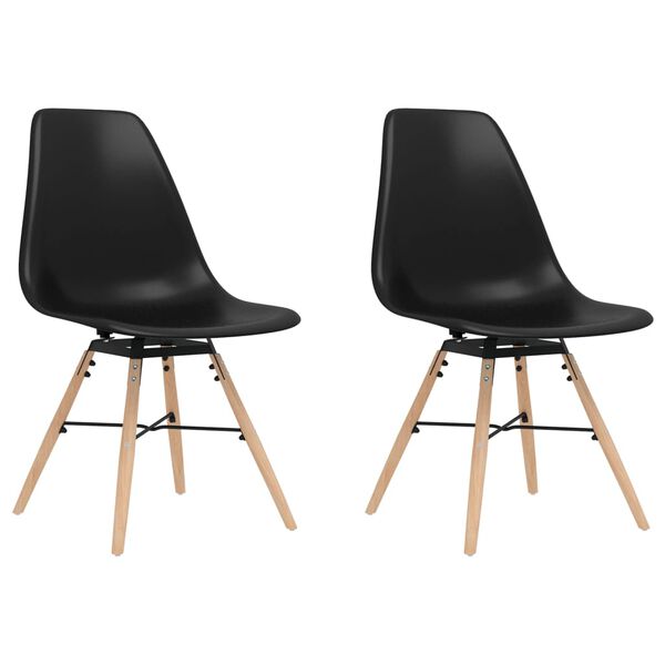 vidaXL Valgomojo kėdės, 2vnt., juodos spalvos, PP