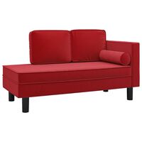 vidaXL Poilsio sofa su pagalvėmis ir ilga pagalve, vyno, aksomas