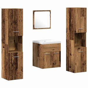 vidaXL Vonios baldų rinkinys 4 pcs Senas medis Apdirbta mediena