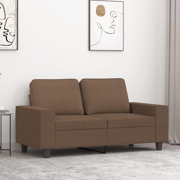 vidaXL Dvivietė sofa, rudos spalvos, 120cm, audinys