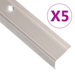 vidaXL Profiliai laiptams, 5vnt., &scaron;ampano, 90 cm, aliuminis, L formos