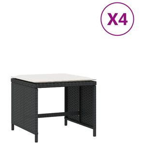 vidaXL Taburetės su pagalvėmis, 4vnt., juodos, 40x40x35cm, poliratanas