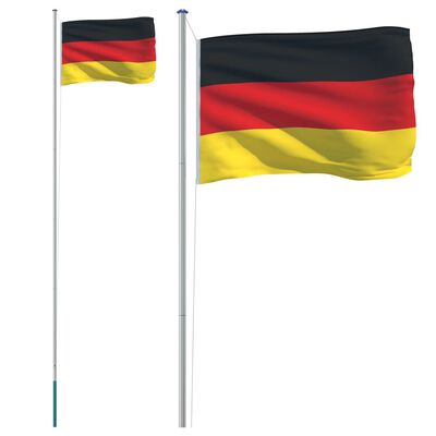 vidaXL Vokietijos vėliava su stiebu, aliuminis, 6,23m