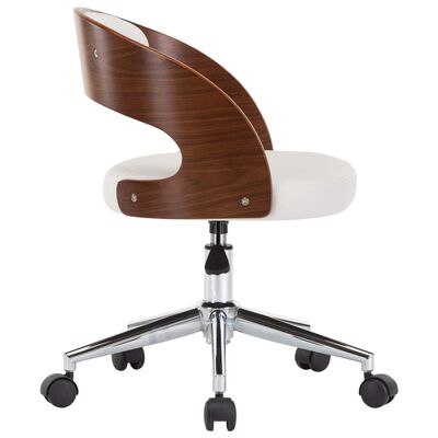 vidaXL Pasukama valgomojo kėdė, balta, lenkta mediena ir dirbtinė oda