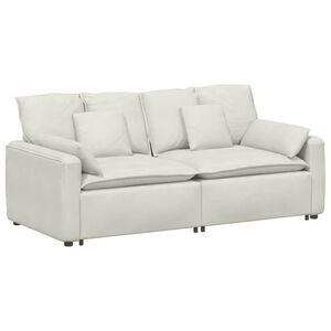 vidaXL Modulinė sofa su pagalvėlėmis, kreminės spalvos