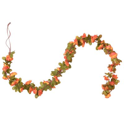 vidaXL Dirbtinių gėlių girliandos, 6vnt., oranžinės spalvos, 250cm