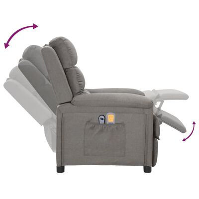 vidaXL Elektrinis masažinis krėslas, šviesiai pilkos spalvos, audinys