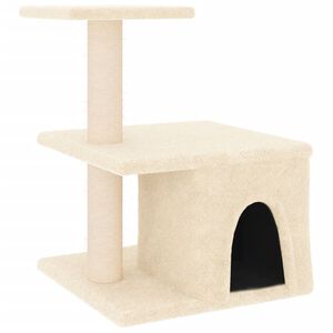 vidaXL Draskyklė katėms su stovais i&scaron; sizalio, kreminės spalvos, 48cm