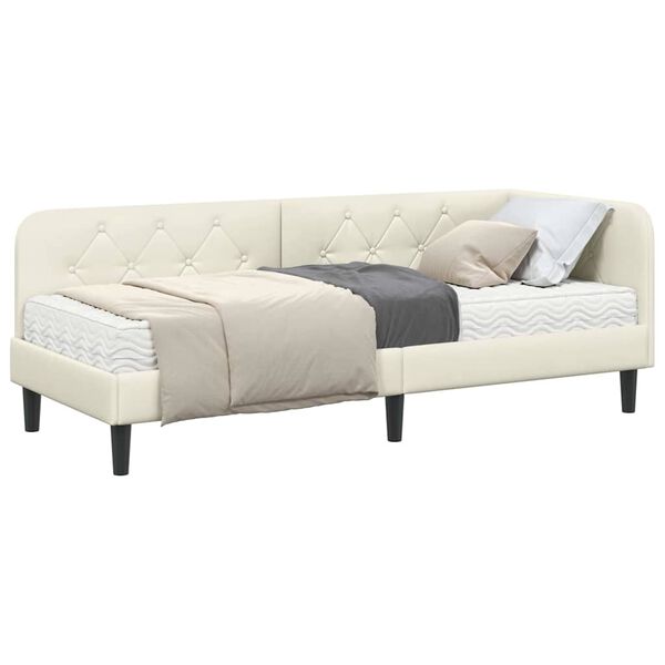 vidaXL Kampinė lovos konstrukcija Kreminė 80 x 200 cm Aksomas