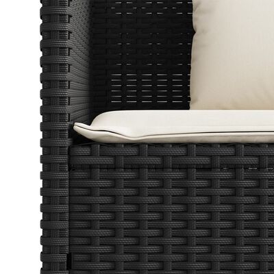 vidaXL Sodo suoliukas su pagalvėlėmis, juodos spalvos, poliratanas