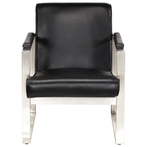 vidaXL Krėslas, juodos spalvos, 60x73x77cm, tikra oda