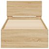 vidaXL Lovos rėmas su galvūgaliu ir LED lemputėmis, ąžuolo, 90x190cm