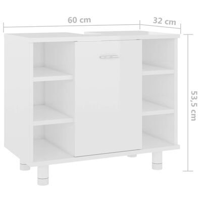 vidaXL Vonios kambario spintelė, balta, 60x32x53,5cm, MDP, blizgi