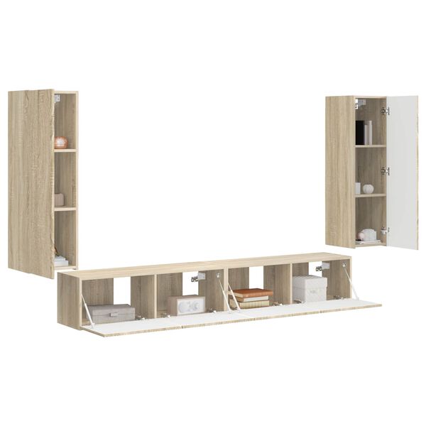 vidaXL TV sieninio kabineto komplektas 4 pcs Sonoma ąžuolas