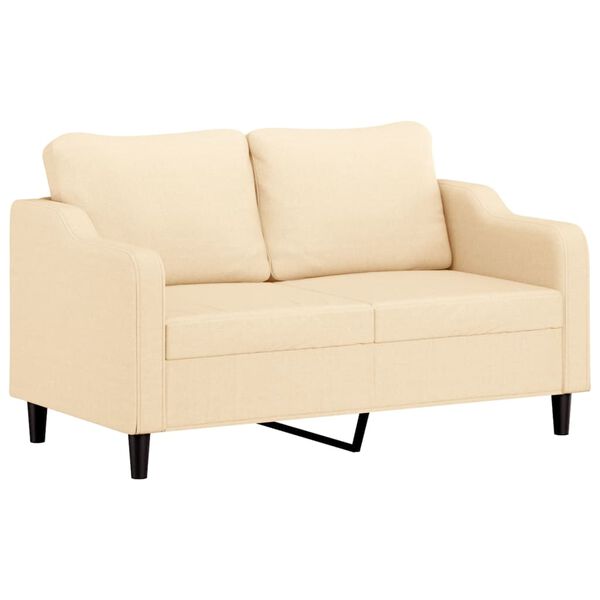 vidaXL Dvivietė sofa su pagalvėmis, kreminė, 140cm, audinys