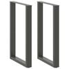 vidaXL Baro stalo kojos, U formos, 2 vnt., antracito spalvos, 60x(90-91) cm, plienas