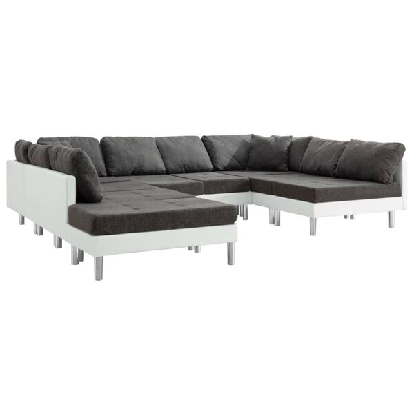 vidaXL Modulinė sofa, baltos spalvos, dirbtinė oda
