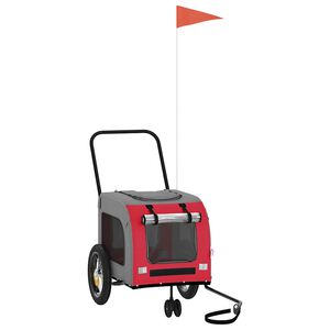 vidaXL Dviračio priekaba gyvūnams su saugykla Raudona ir pilka