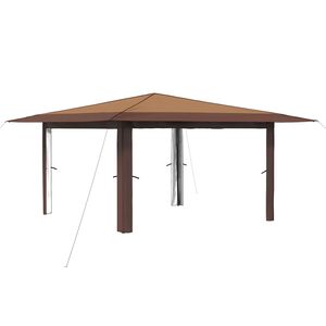 vidaXL Gazebo be &scaron;oninės sienos 4 x 4 m Bežinis ir Rudas