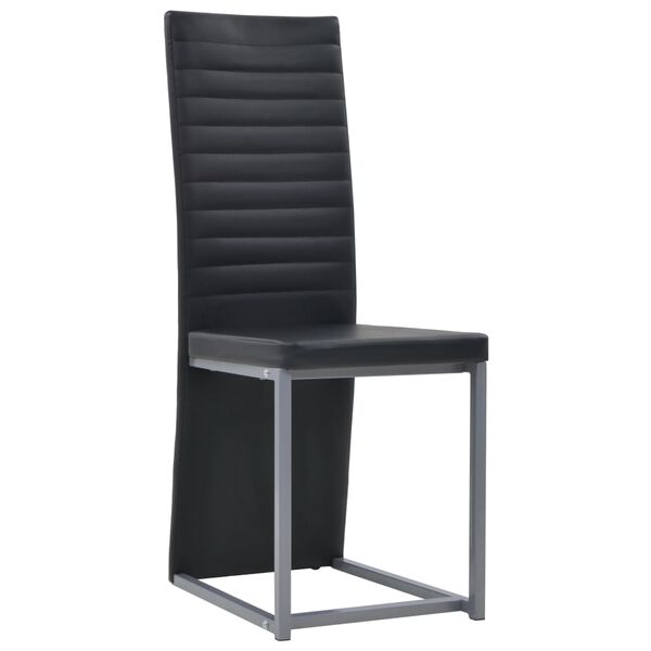 vidaXL Valgomojo komplektas, 7 dalių, juodas, plienas ir stiklas