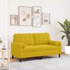 vidaXL Dvivietė sofa su pagalvėlėmis, geltonos spalvos, 140cm, aksomas