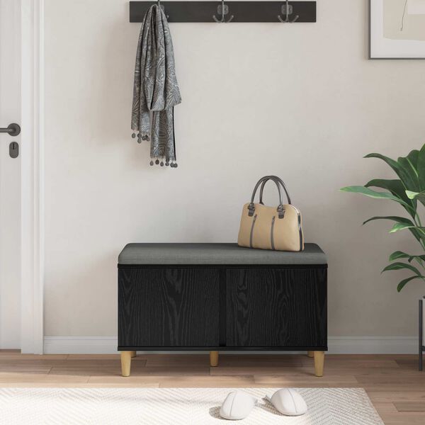 vidaXL Koridoriaus suolas su pagalve Juodas ąžuolas 80 x 38 x 46 cm