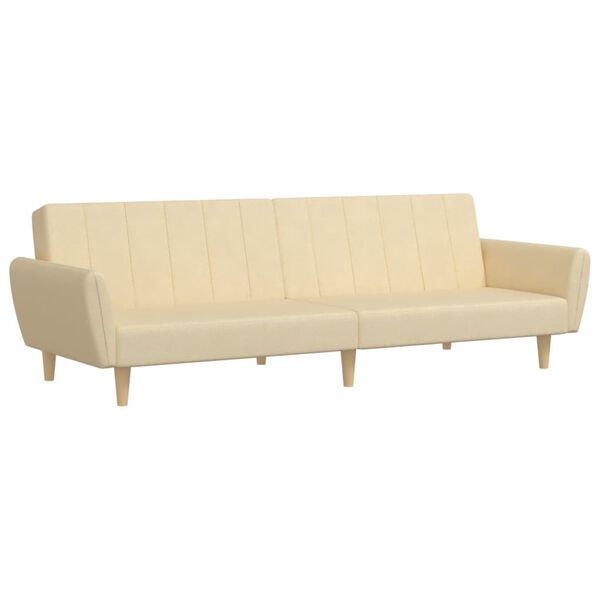 vidaXL Dvivietė sofa-lova, kreminės spalvos, audinys