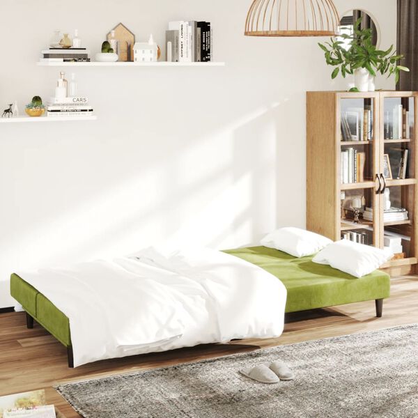 vidaXL Dvivietė sofa-lova, &scaron;viesiai žalios spalvos, aksomas