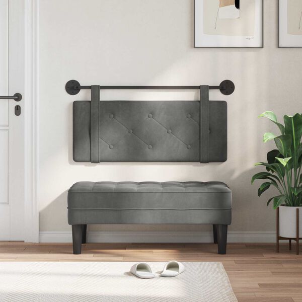 vidaXL Kabantysis galvūgalis Tamsiai pilka 110 x 55 x 5 cm Aksomas