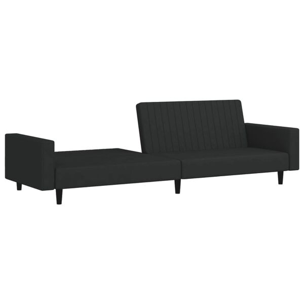 vidaXL Dvivietė sofa-lova, juodos spalvos, aksomas