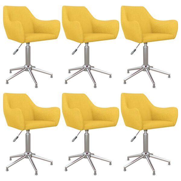 vidaXL Pasukamos valgomojo kėdės, 6vnt., geltonos spalvos, audinys