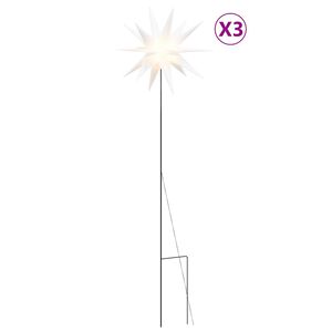 vidaXL Kalėdiniai &scaron;viestuvai su smaigais/LED, 3vnt., balti, 57cm