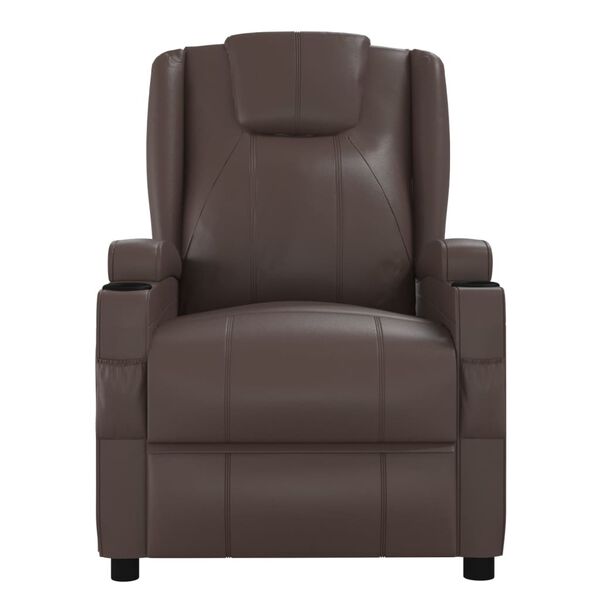 vidaXL Atsistojantis masažinis krėslas, rudos spalvos, dirbtinė oda