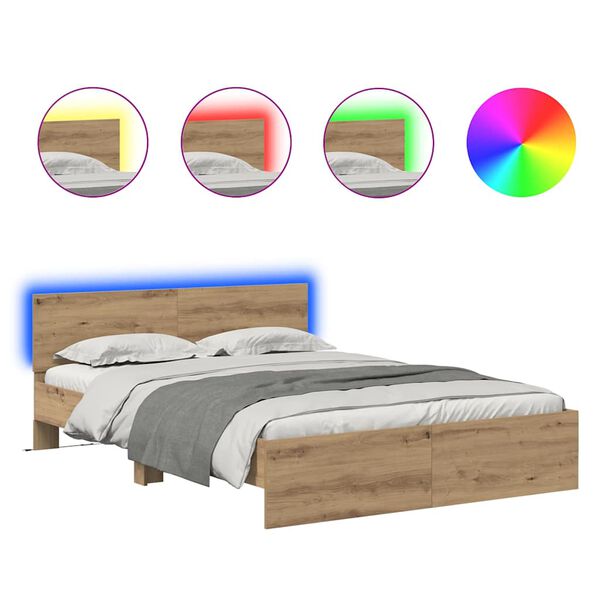 vidaXL Lovos rėmas Amatininkų ąžuolas 150 x 200 cm Apdirbta mediena