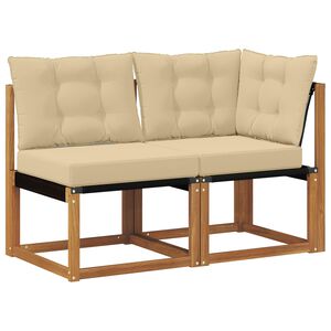 vidaXL Lauko vidurinė ir kampinė sofa su pagalve 2 Vienetas Natūrali