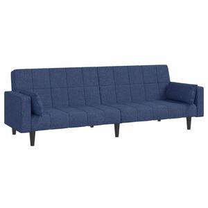 vidaXL Dvivietė sofa-lova su dvejomis pagalvėmis, mėlyna, audinys