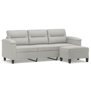 vidaXL Trivietė sofa su pakoja, &scaron;viesiai pilka, 180cm, audinys