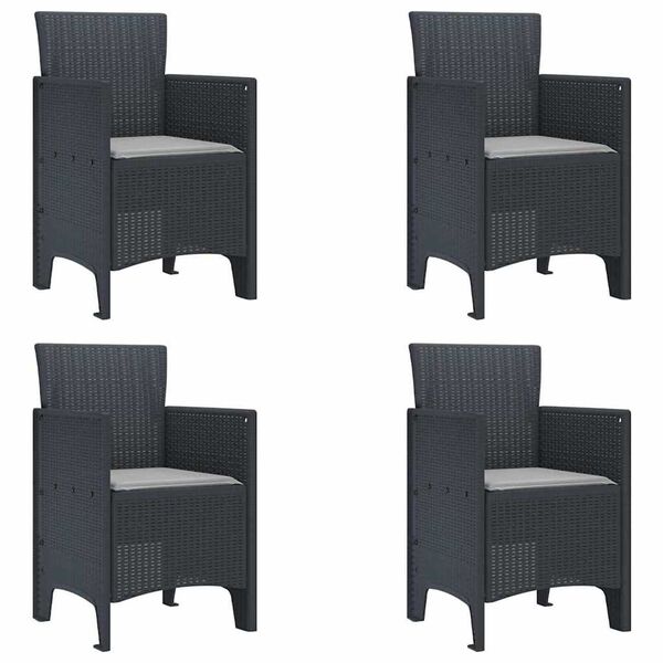 vidaXL Sodo Kėdė 4 pcs Antracitas 53 x 49 x 85 cm PP