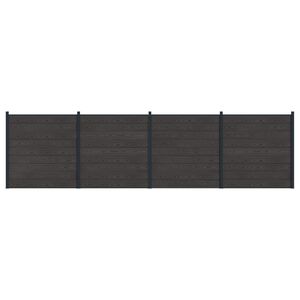 vidaXL Tvoros rinkinys 4 vnt. 699 x 186 cm WPC ir aliuminis Juoda