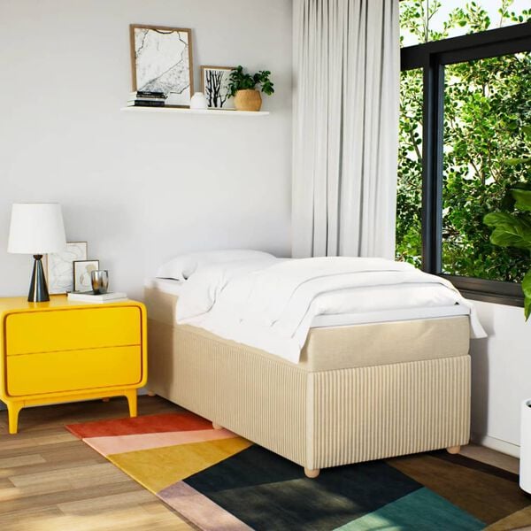 vidaXL Lova su spyruoklėmis ir čiužiniu, kreminė, 80x200cm, audinys