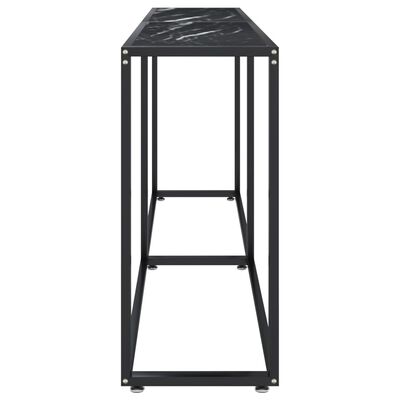 vidaXL Konsolinis staliukas, juodo marmuro, 180x35x75,5cm, stiklas