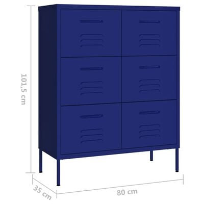 vidaXL Spintelė su stalčiais, tamsiai mėlyna, 80x35x101,5cm, plienas